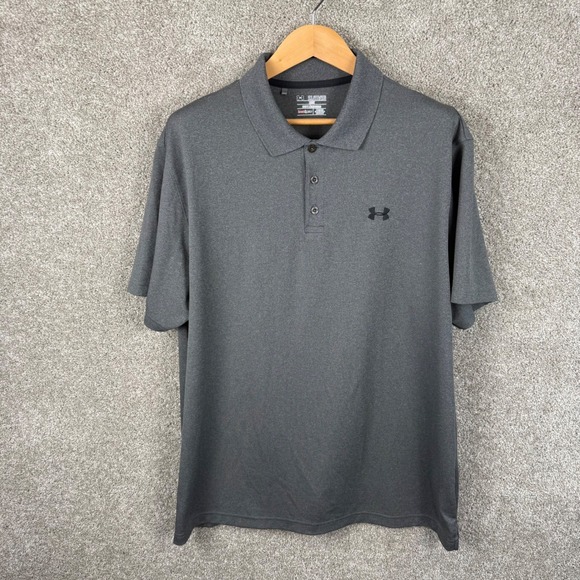 Under Armour Lot of 3 HeatGear Polo Shirts Mens 2XL Gray Green Blue Striped - Picture 3 of 9